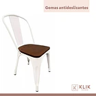 Pack de 4 sillas Tolix con asiento de Madera Oscura Walnut - Blancas 5