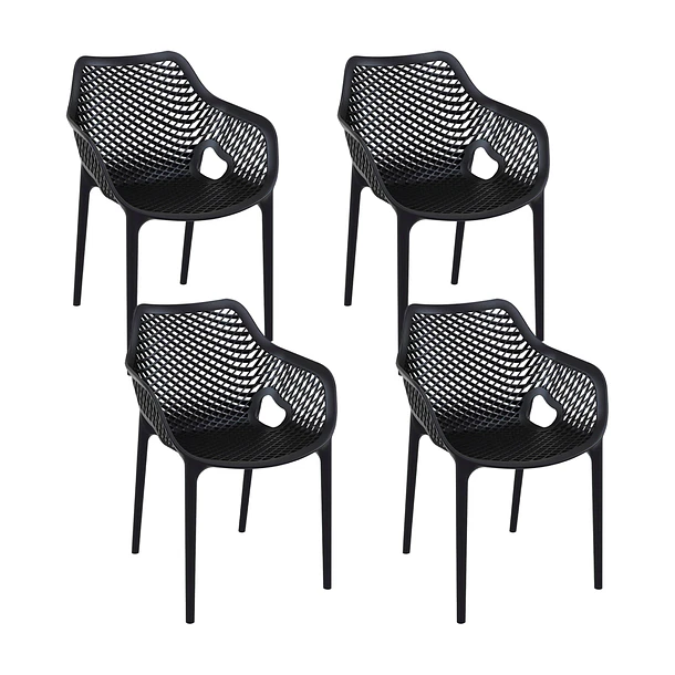 Pack de 4 Sillas Air Berlin Con Reposabrazos - Negras 1