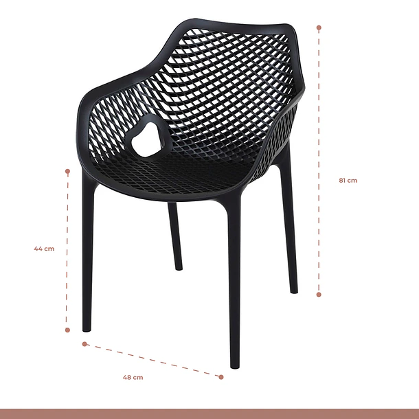 Pack de 4 Sillas Air Berlin Con Reposabrazos - Negras 4