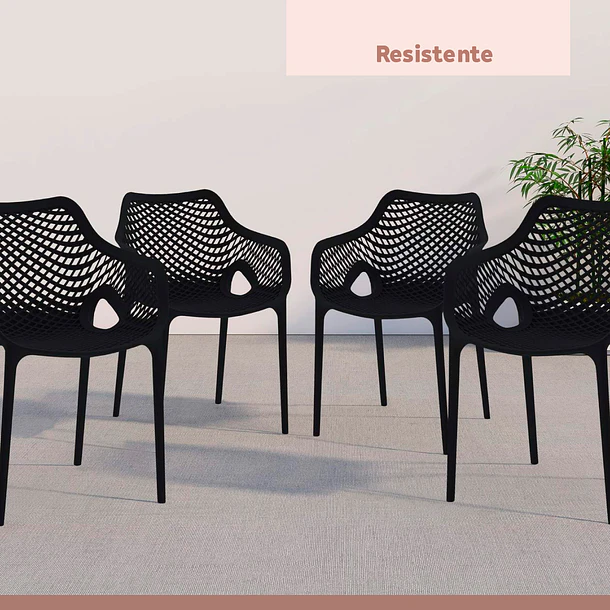 Pack de 4 Sillas Air Berlin Con Reposabrazos - Negras 7