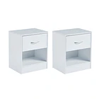 Pack de 2 Veladores Cajón y Espacio Almacenamiento Minimal 40x30x48 - Blanco 1