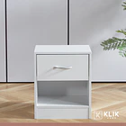 Pack de 2 Veladores Cajón y Espacio Almacenamiento Minimal 40x30x48 - Blanco 2