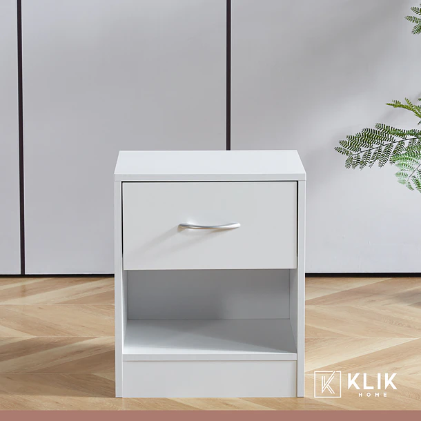 Pack de 2 Veladores Cajón y Espacio Almacenamiento Minimal 40x30x48 - Blanco 2