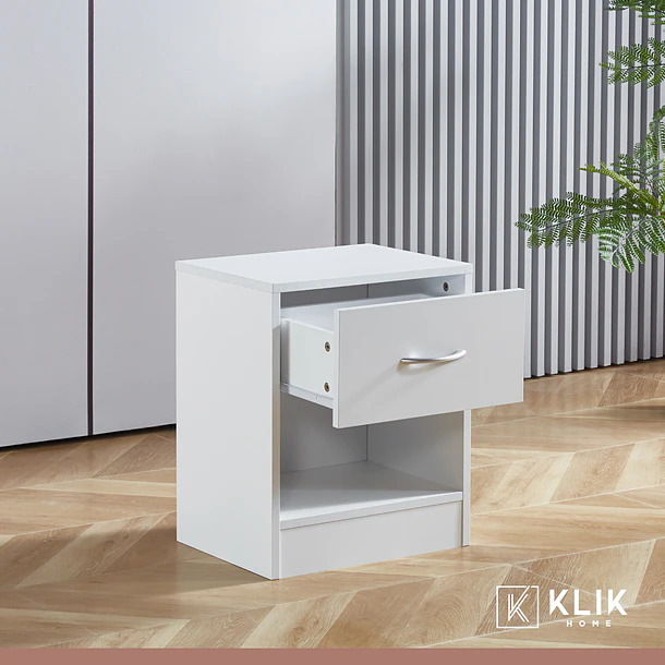 Pack de 2 Veladores Cajón y Espacio Almacenamiento Minimal 40x30x48 - Blanco 8