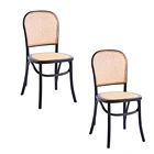 Pack de 2 Sillas de Comedor Hoffman o Lombardia Madera Rattan - Negra 1
