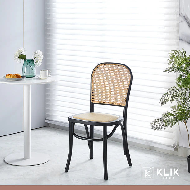 Pack de 2 Sillas de Comedor Hoffman o Lombardia Madera Rattan - Negra 2