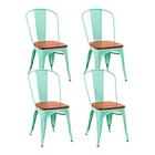 Pack de 4 Sillas Tolix con asiento de Madera Oscura Walnut - Menta 1