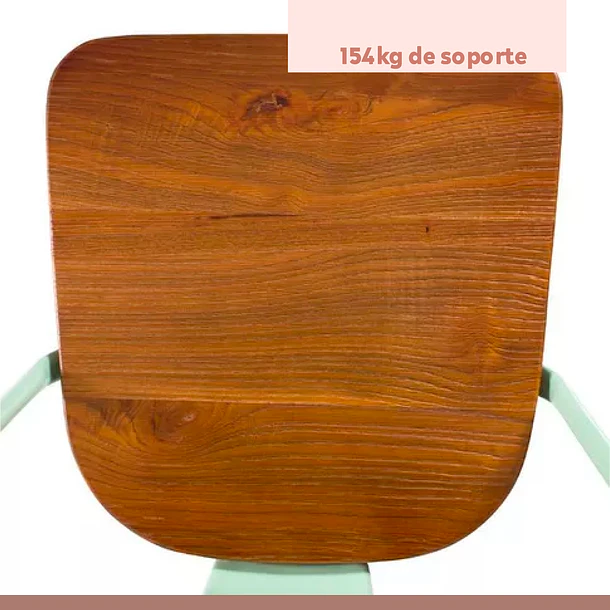 Pack de 4 Sillas Tolix con asiento de Madera Oscura Walnut - Menta 6