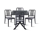 Mesa restaurant 80x80 Polipropileno + 4 Sillas Navy - Negra 1