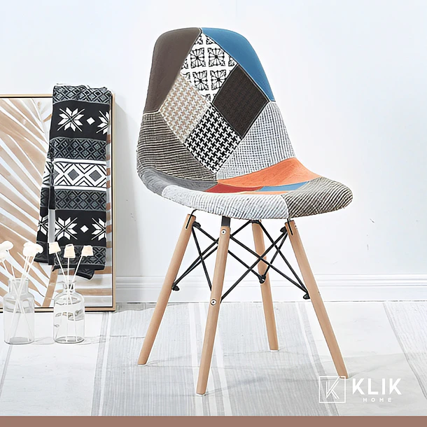 Pack de 4 Sillas Eames Patchwork Acolchada Tradicionales 2