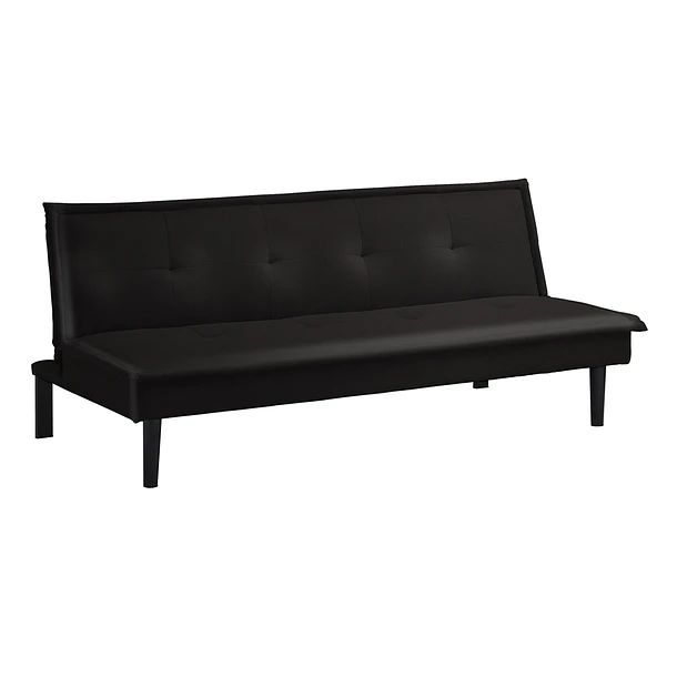 Futón Sofá Cama 2 cuerpos Simply - Ecocuero Negro 2