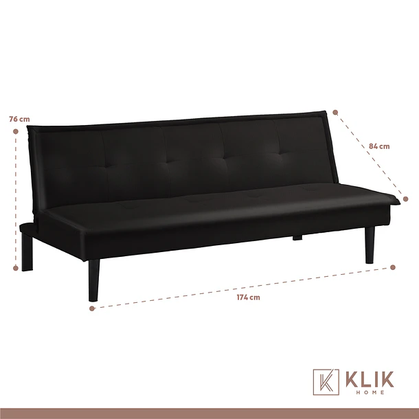 Futón Sofá Cama 2 cuerpos Simply - Ecocuero Negro 5