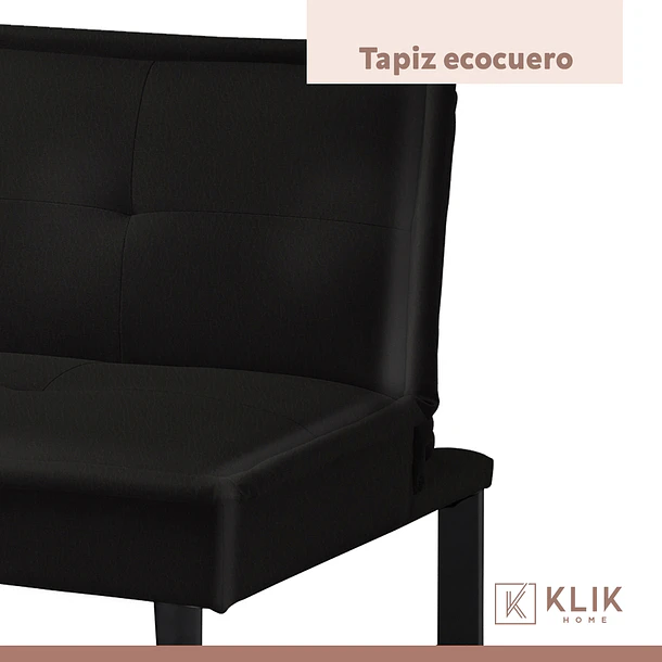 Futón Sofá Cama 2 cuerpos Simply - Ecocuero Negro 6
