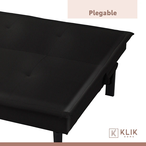 Futón Sofá Cama 2 cuerpos Simply - Ecocuero Negro 7