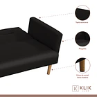 Futón Sofá Cama 3 cuerpos Sara - Ecocuero Negro 5
