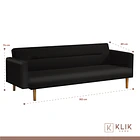 Futón Sofá Cama 3 cuerpos Sara - Ecocuero Negro 6