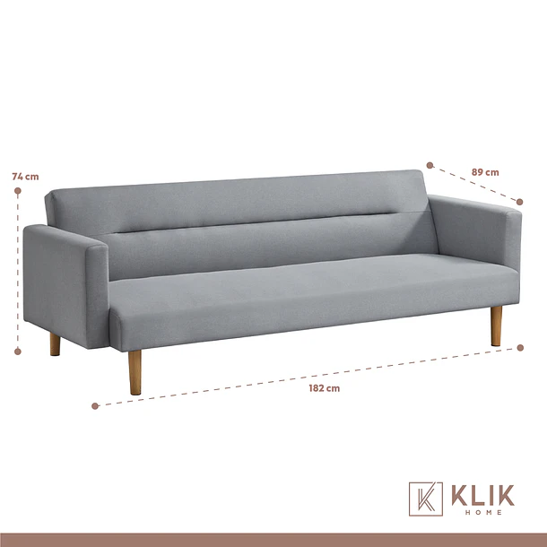 Futón Sofá Cama 3 cuerpos Sara - Lino Gris 6