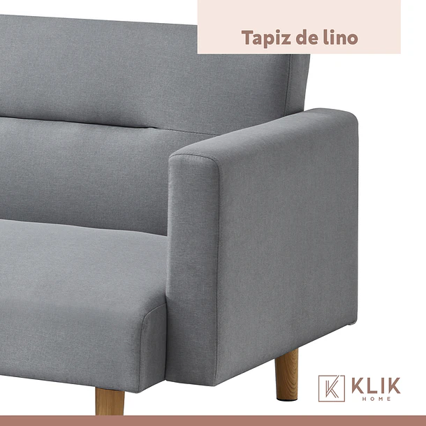 Futón Sofá Cama 3 cuerpos Sara - Lino Gris 7