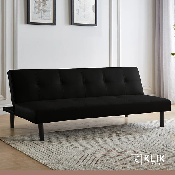 Futón Sofá Cama 2 cuerpos Sofía - Ecocuero Negro 3