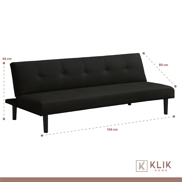 Futón Sofá Cama 2 cuerpos Sofía - Ecocuero Negro 5