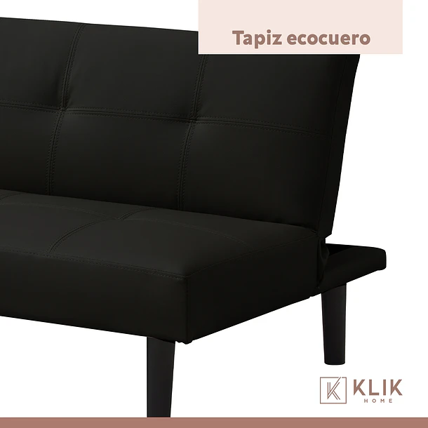 Futón Sofá Cama 2 cuerpos Sofía - Ecocuero Negro 6
