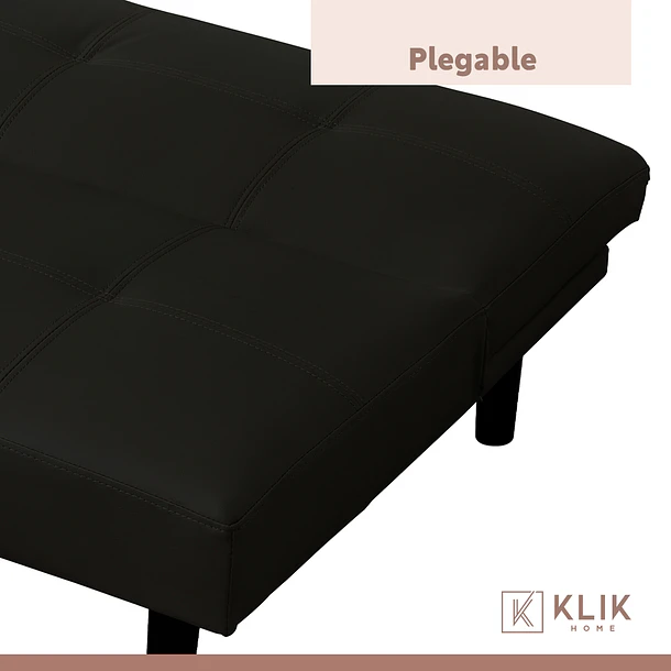 Futón Sofá Cama 2 cuerpos Sofía - Ecocuero Negro 7