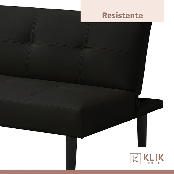 Futón Sofá Cama 2 cuerpos Sofía - Ecocuero Negro 8