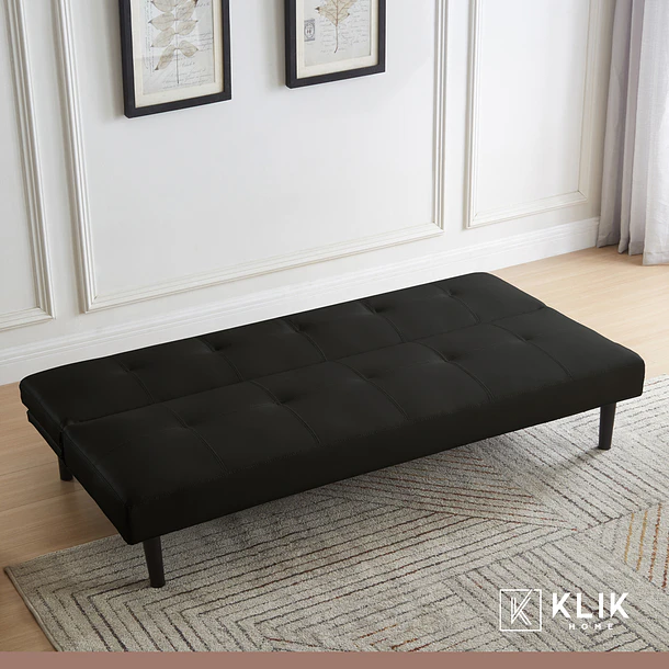 Futón Sofá Cama 2 cuerpos Sofía - Ecocuero Negro 9