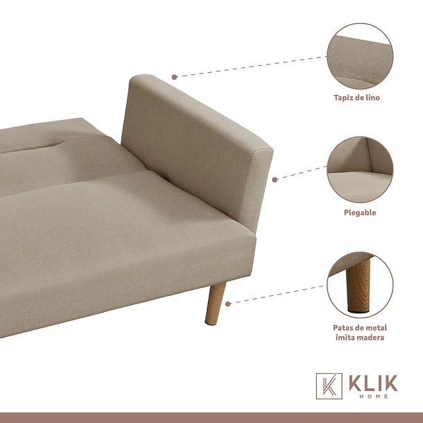 Futón Sofá Cama 3 cuerpos Sara - Lino Beige 5
