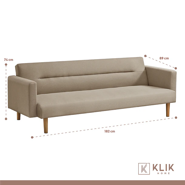 Futón Sofá Cama 3 cuerpos Sara - Lino Beige 6