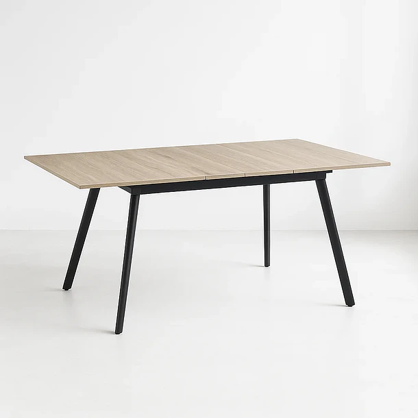 Mesa extensible 120 a 160 cm, ancho 80cm - Madera Clara  2