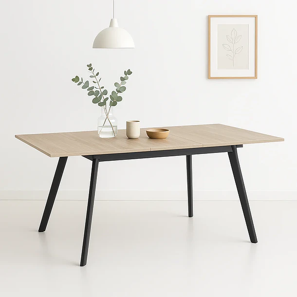 Mesa extensible 120 a 160 cm, ancho 80cm - Madera Clara  3