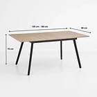 Mesa extensible 120 a 160 cm, ancho 80cm - Madera Clara  5