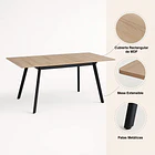 Mesa extensible 120 a 160 cm, ancho 80cm - Madera Clara  6