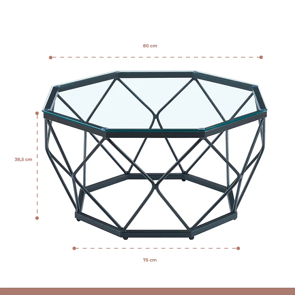 Mesa de centro enrejada 80 cm - Vidrio 8