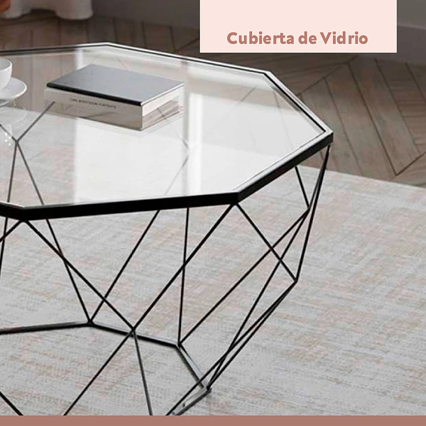 Mesa de centro enrejada 80 cm - Vidrio 10