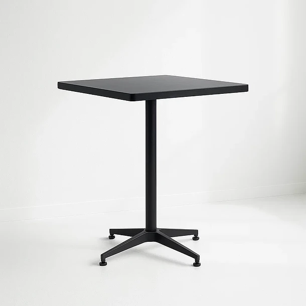 Mesa de restaurant 70x70 de metal cruz y MDF - Negra 2