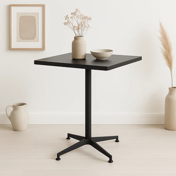 Mesa de restaurant 70x70 de metal cruz y MDF - Negra 3