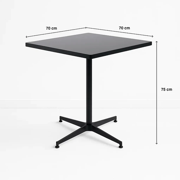 Mesa de restaurant 70x70 de metal cruz y MDF - Negra 5