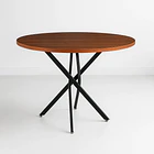 Mesa de comedor redonda 100cm color Madera Oscura Walnut enrejada 1