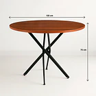 Mesa de comedor redonda 100cm color Madera Oscura Walnut enrejada 5
