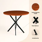 Mesa de comedor redonda 100cm color Madera Oscura Walnut enrejada 6