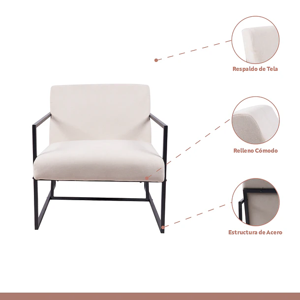 Poltrona Modern Fabric - Beige 5