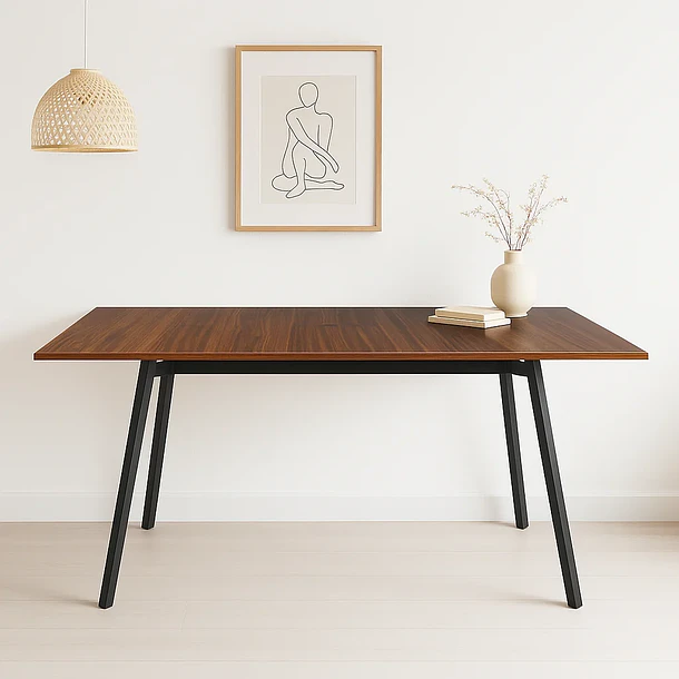 Mesa extensible 120 a 160 cm, ancho 80cm Madera Oscura Walnut 3