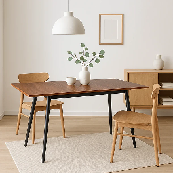 Mesa extensible 120 a 160 cm, ancho 80cm Madera Oscura Walnut 4