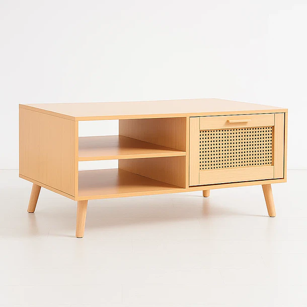 Mesa de Centro con rattan y madera MDF 2