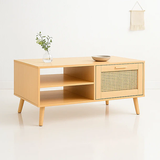 Mesa de Centro con rattan y madera MDF 3