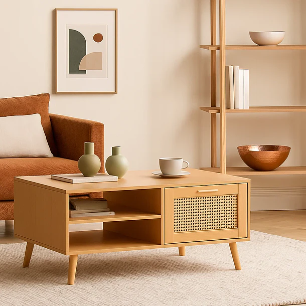 Mesa de Centro con rattan y madera MDF 5