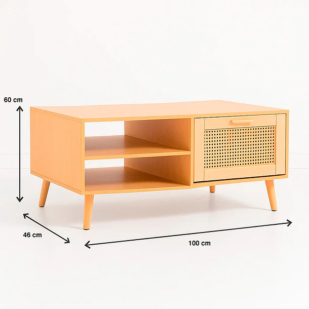 Mesa de Centro con rattan y madera MDF 8