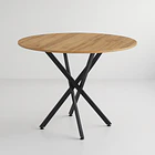 Mesa de comedor redonda 100cm color madera clara enrejada 1